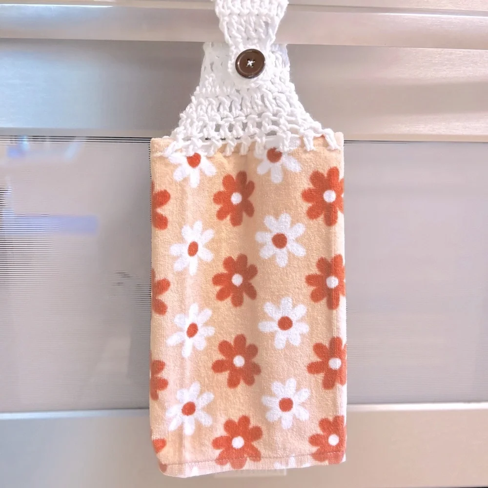Hand Crafted Colorful Floral Retro Hanging Hand Towel Crochet Top